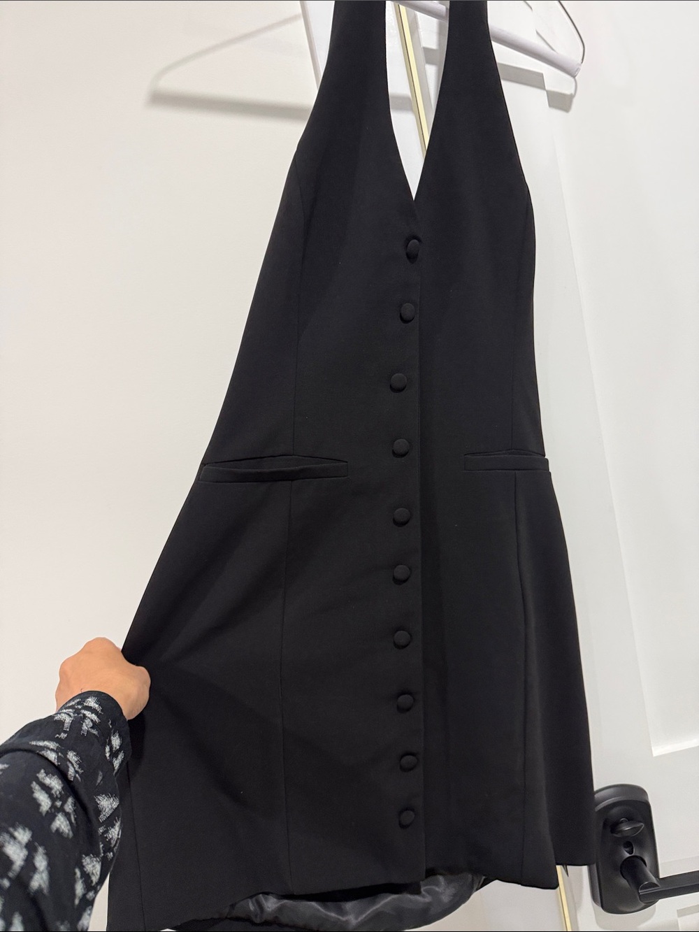 Like new aqua Black Halter Button-Front Dress size large